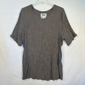 FLAX Women's Gingham Blouse - Brown and Black